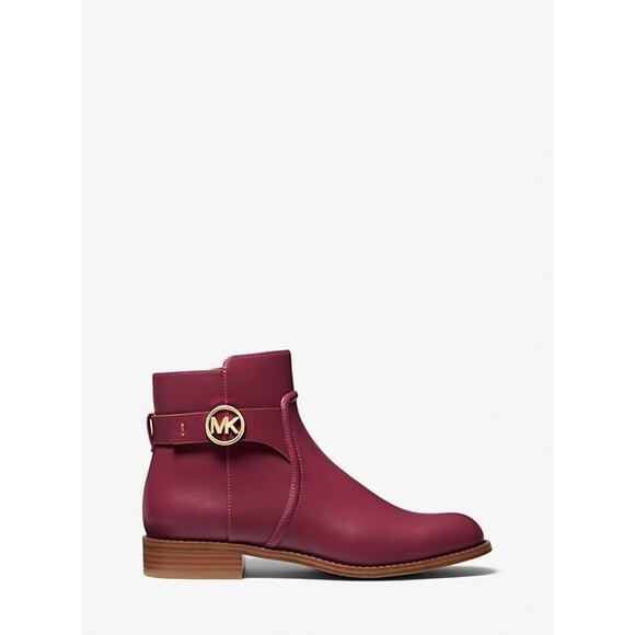 MICHAEL KORS “MINDY” FLAT LOGO BOOTIE BOMBE LEATHER RED SIZE 8.5 MSRP$398 - Picture 1 of 4